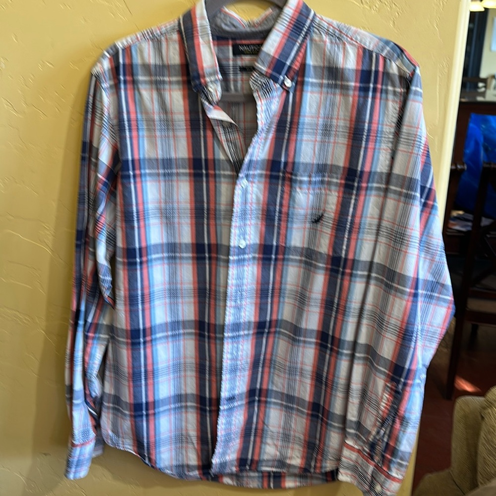 Nautica stripped button shirt slim fit